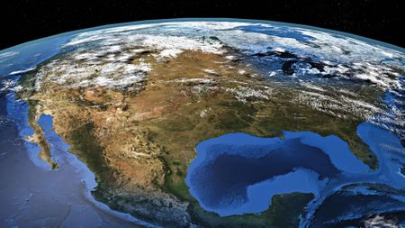 Satellite image of North America.